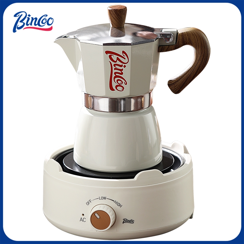 Quality Coffee Equipment - เครื่องชงกาแฟมอคค่าพ็อตและเตาไฟฟ้า Bincoo ดีไซน์กะทัดรัดสำหรับพื้นที่ขนาดเล็ก เพื่อการชงกาแฟสไตล์อิตาเลียนที่เข้มข้น