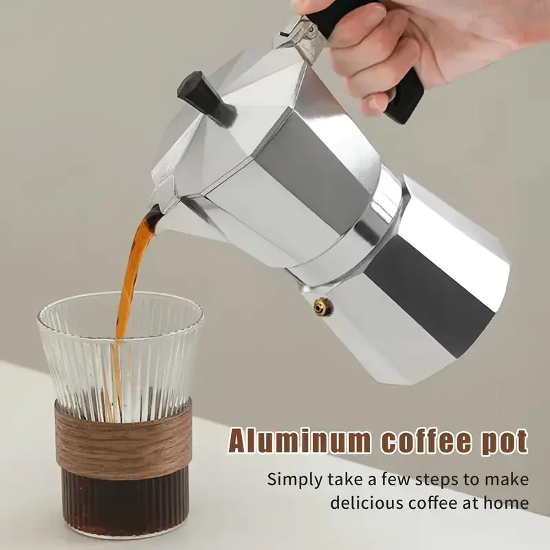 Quality Coffee Equipment - หม้อต้มกาแฟโมก้าอะลูมิเนียมแบบคลาสสิก ขนาด 50-300 มล. สำหรับใช้ในบ้าน เตาแก๊ส