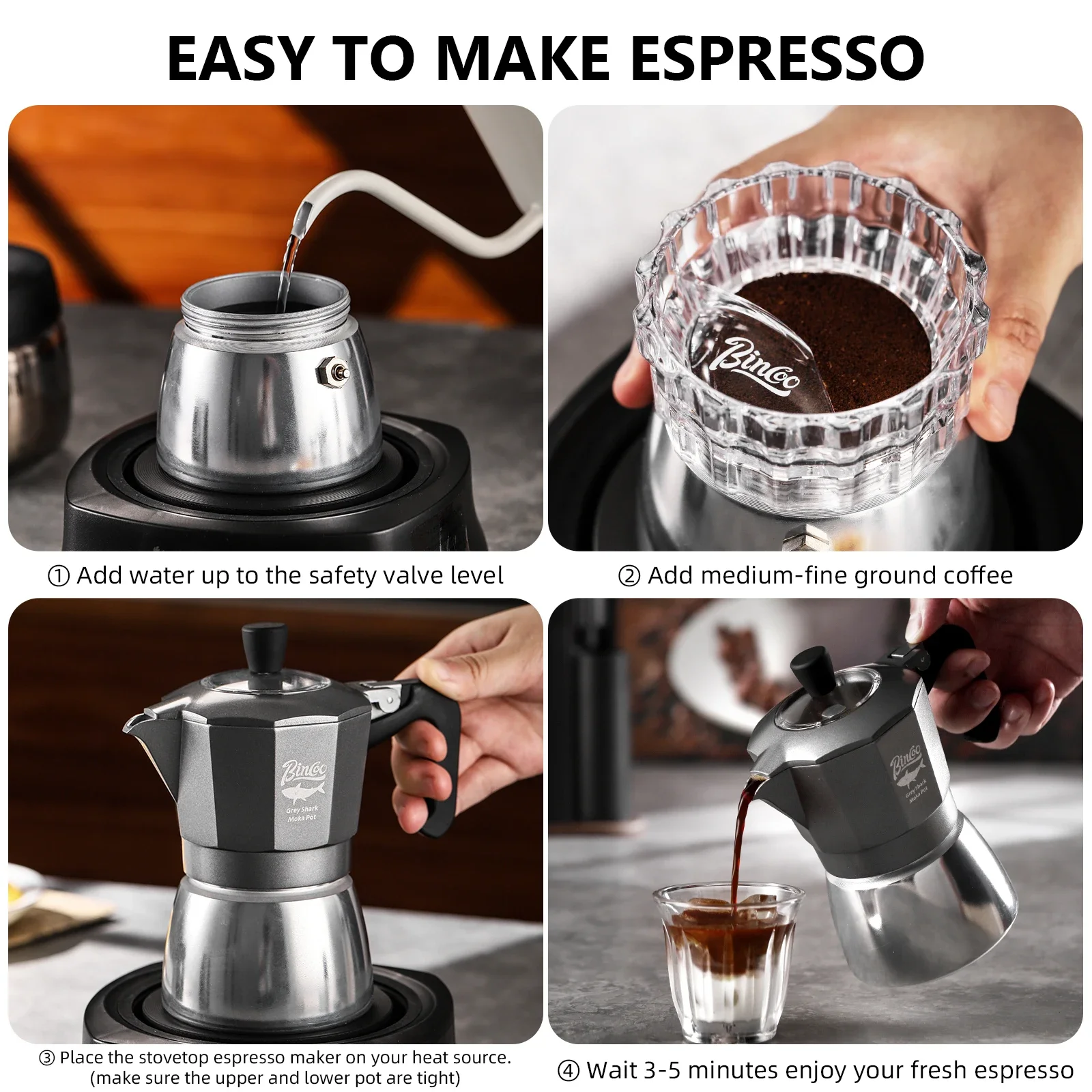หม้อกาแฟโมก้าพอต Bincoo 2 ถ้วย - Quality Coffee Equipment บทวิจารณ์และราคา