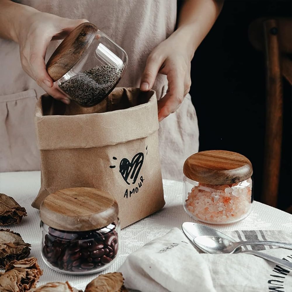 ภาชนะบรรจุอาหารแก้วพร้อมไม้ -  - Coffee X บทวิจารณ์และราคา